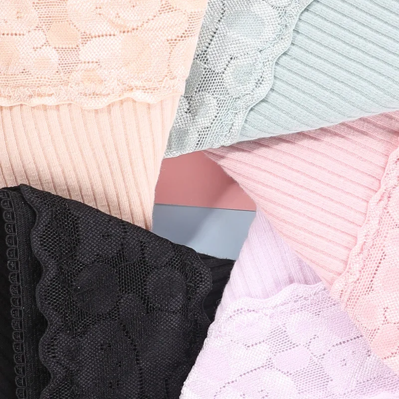 

M~2XL Striped Cotton Briefs For Women Lingerie Breathable Lace Panties Mid Waist Summer Underwear Female Intimates