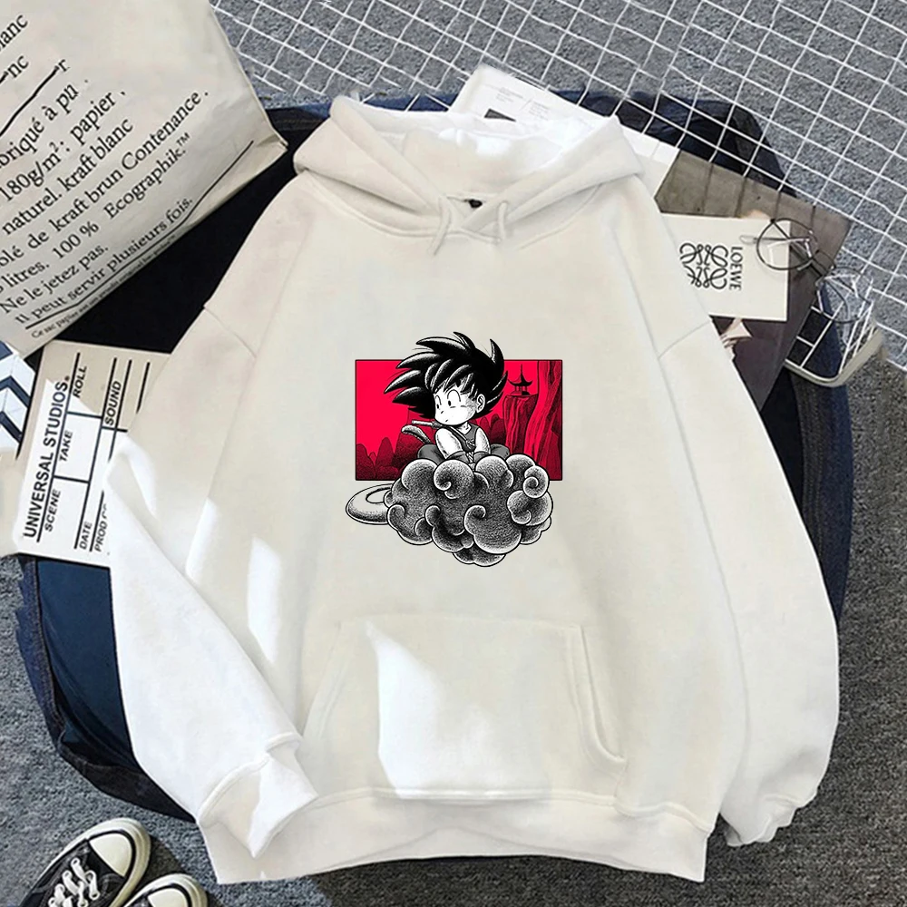 Свитшот мужской с капюшоном и принтом Драконий жемчуг Сон Гоку повседневная