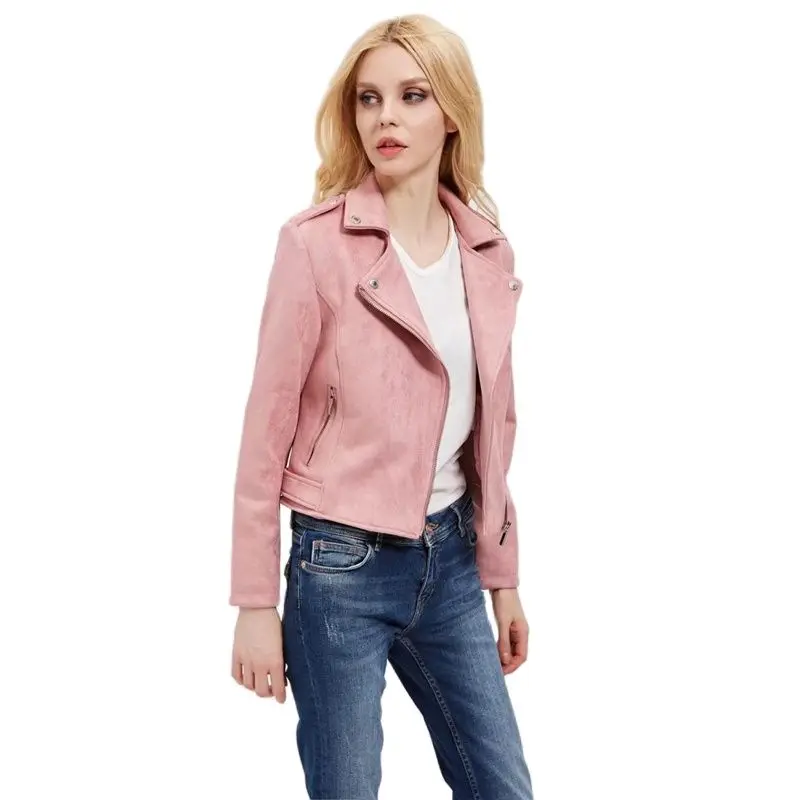 TMODA261 новые женские осенние Зимние Замшевые Куртки из искусственной кожи модные