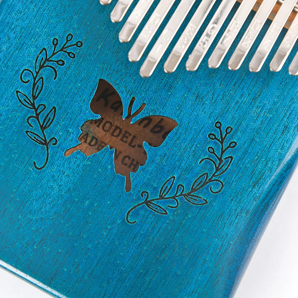 Акустическое пианино с синим узором Kalimba 17 клавиш Mbira клавиатура из массива