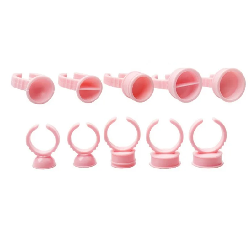 

300Pcs Eyelash Extension Tattoo Eyebrow Pigment Pink Colors Inks Rings Cups Caps