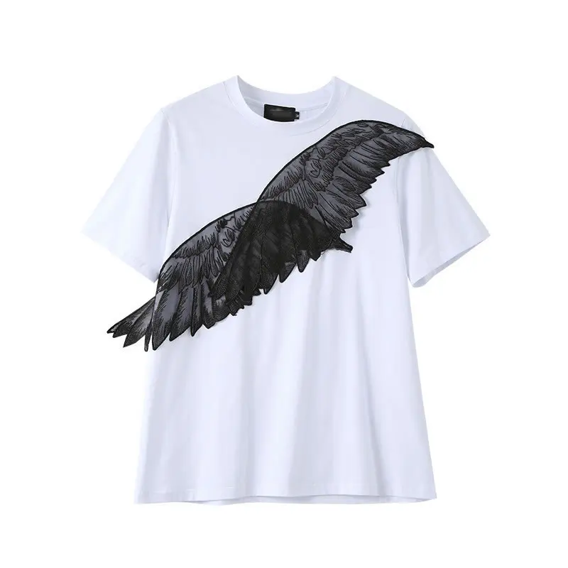 

XITAO Appliques Patchwork Casual T Shirt Women Tide Fashion New Style O Neck Collar Short Sleeve Pullover Match All Top WMD0479