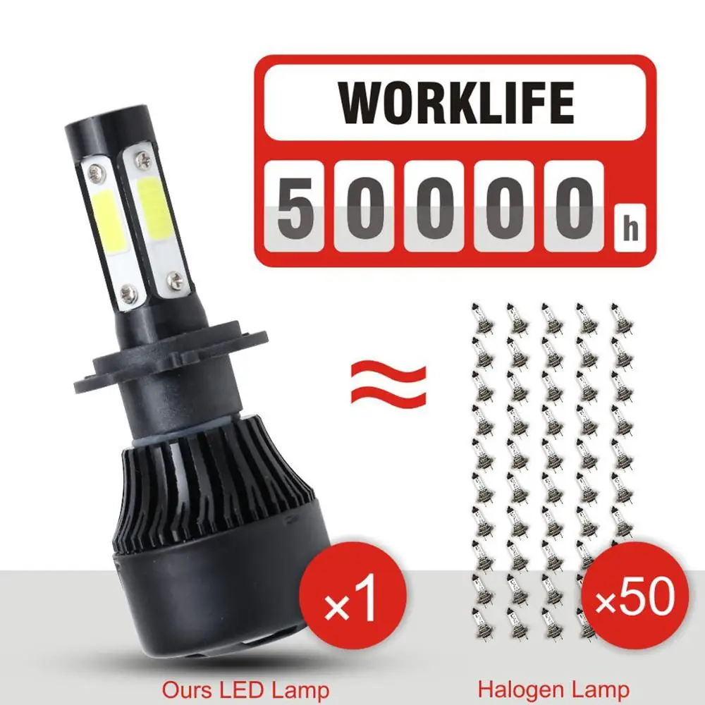 Светодиодная автомобильная лампа 12 В 24 H1 H3 H4 LED H7 H11 H13 880 9004 9005 HB3 9006 HB4 9007 80 Вт
