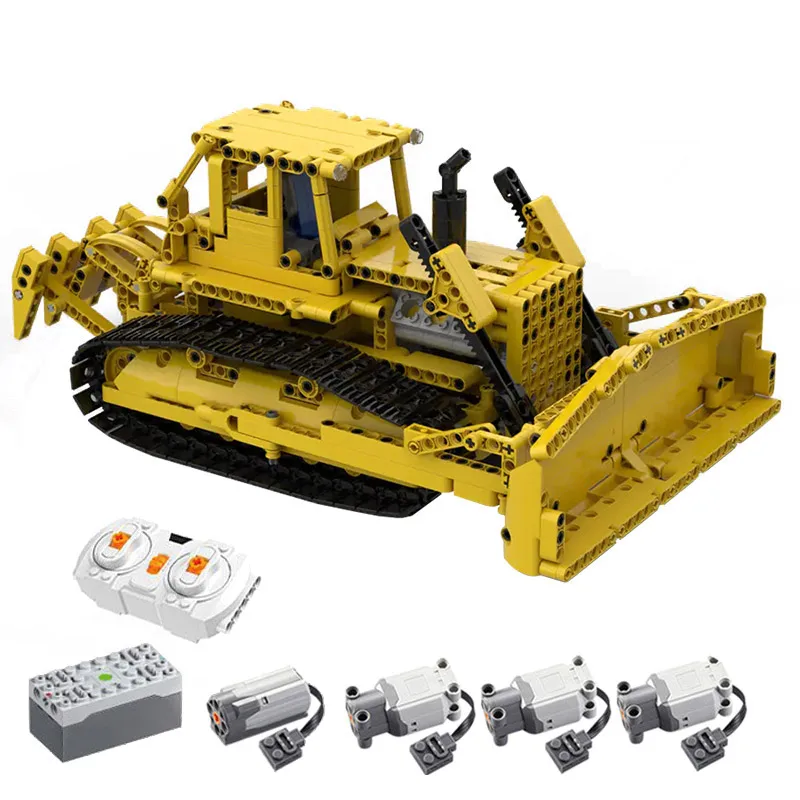 

998 деталей, Детский конструктор MOC 74666, бульдозер с дистанционным управлением