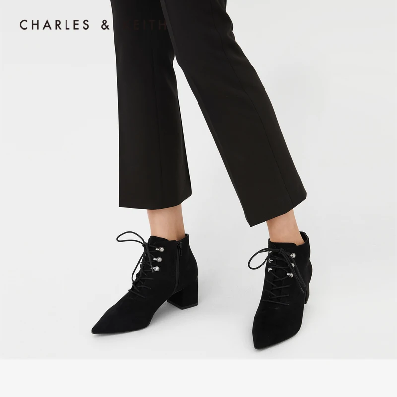 CHARLES＆KEITH Новинка на Осень 2020 CK1-91680063Женские ботинки высоком каблуке со шнуровкой