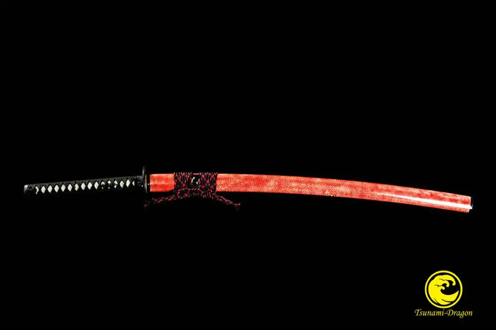 

Clay Tempered Japanese Samurai Battle Ready T10 Steel Choji Hamon Shinken Sword Full Ray Skin Saya