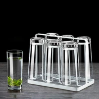 glass cup set 6 household heat resistant drinking cups transparent tea cup milk breakfast juice cup beer cup