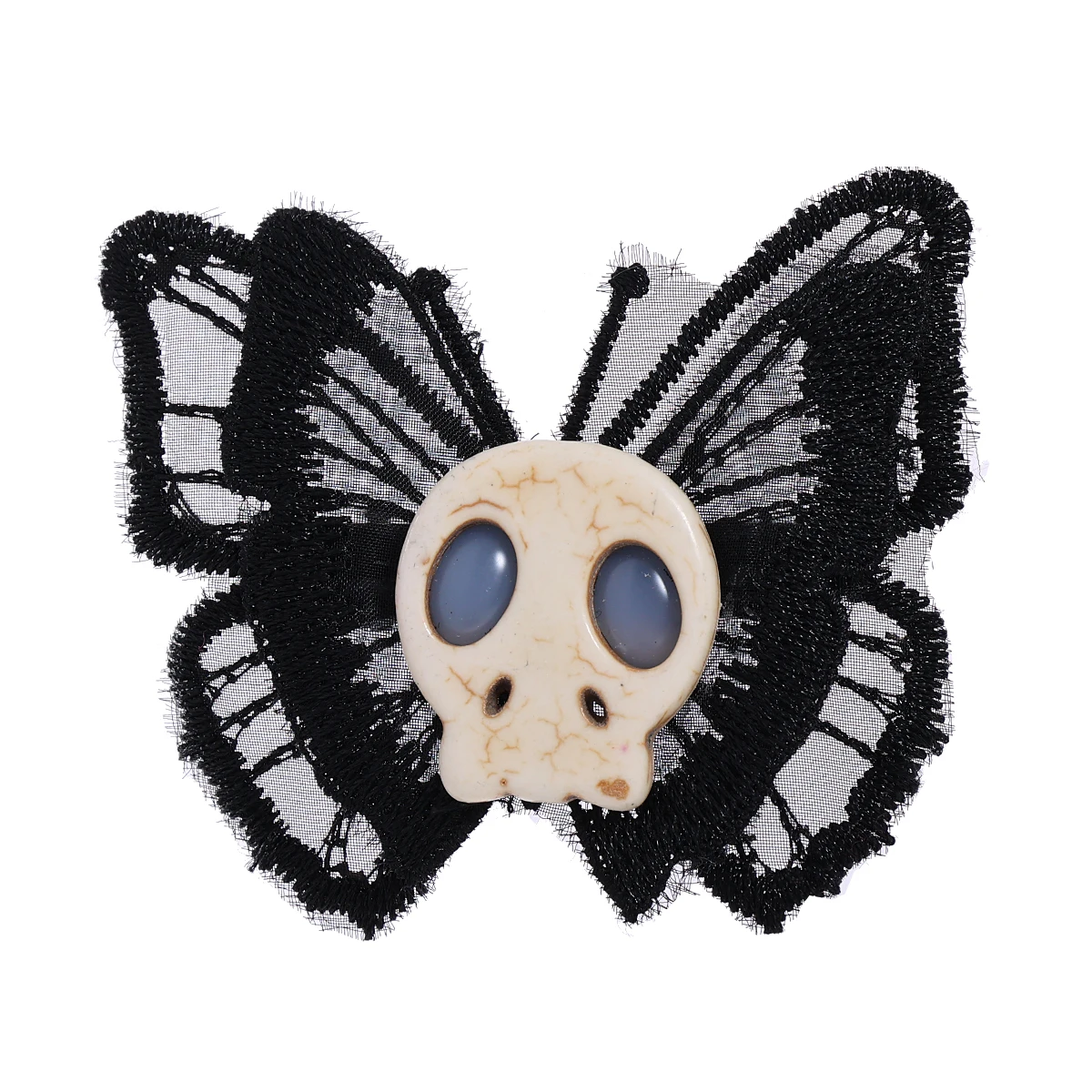 

Gothic Hairclip Halloween Black Injured Butterfly Skull Hairpin