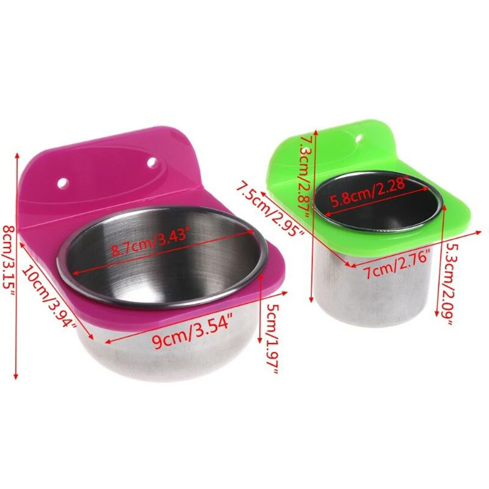 

Bird Parrot Feeder Stainless Steel Food Water Feeding Bowl Container Birds Feeders For Crates Cages Coop Parrots Pet Direct Sell