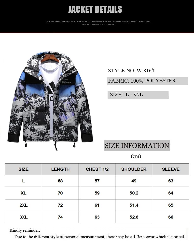 

H.S.Bonnie 2019 Fashion Down Jacket Mens Winter Warm White Duck Down Hooded Mens Jacket Parka jaqueta masculino chaqueta hombre