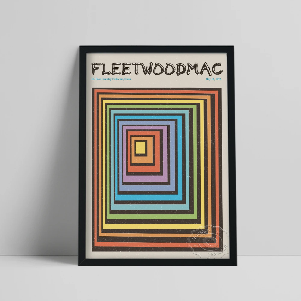 

Fleetwoodmac Band Gig Poster, Pop Rock Music Lover Collect Prints, Abstract Quadrate Rainbow Geometry Wall Picture, Fans Gift