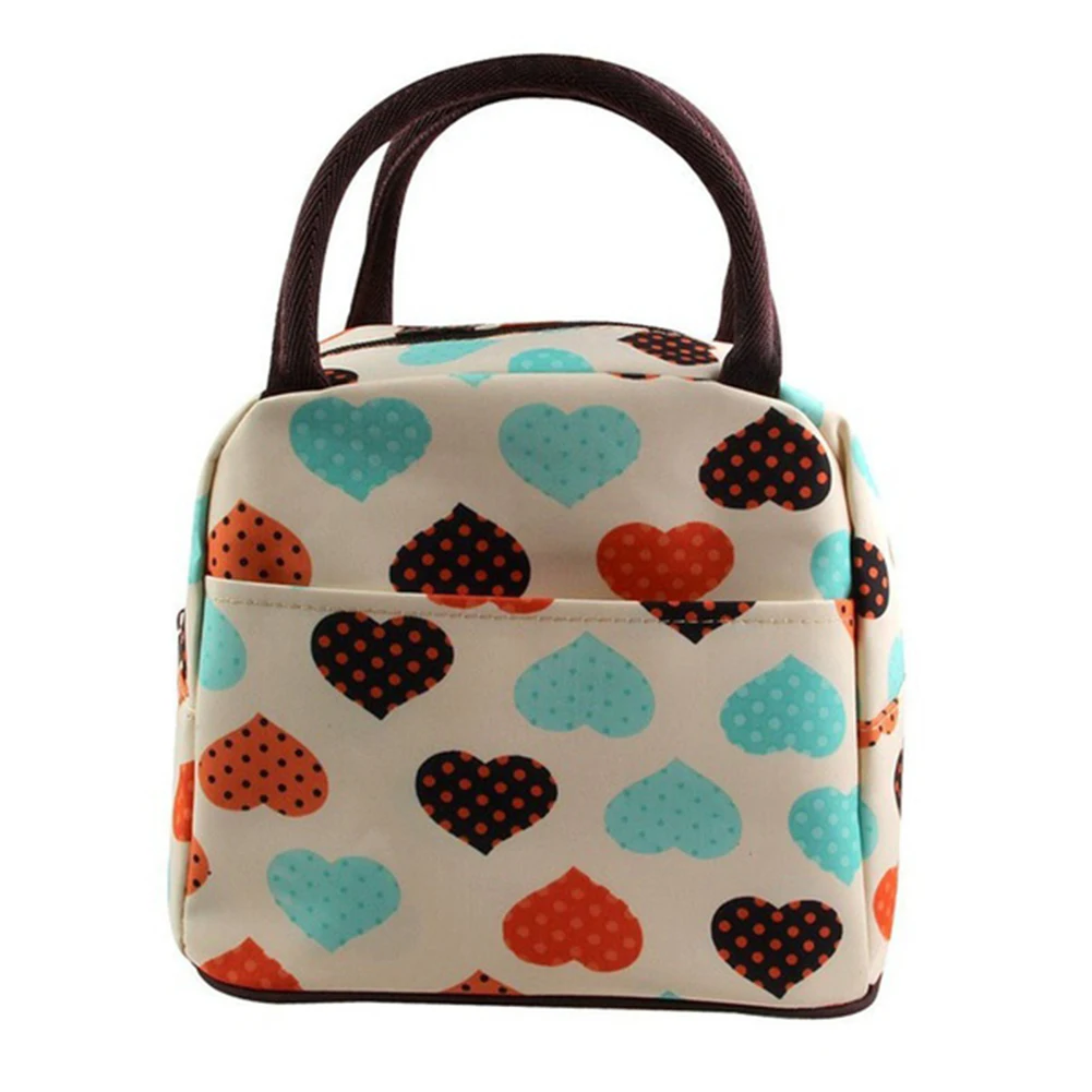 Новый холст сердце сумка для еды охлаждающая коробка обеда пикника
