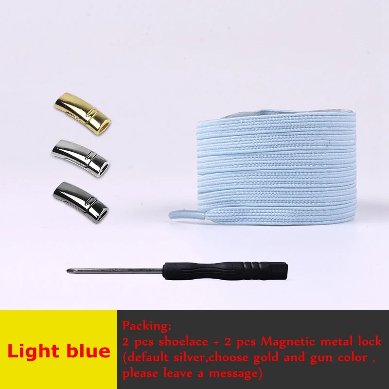 Light blue 1 пара шнурков для обуви без завязок, магнитные шнурки, эластичные, для детей и взрослых, унисекс, Быстрая блокировка, плоская обувь, кружевные кроссовки для отдыха, шнурки - Цвет: Light blue