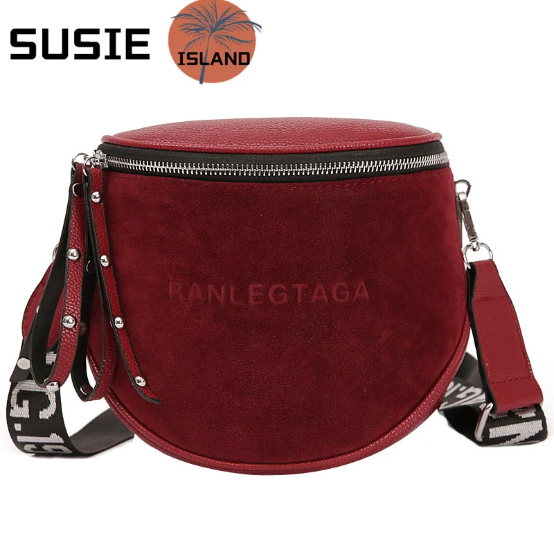 

SUSIE ISLAND Fashion Women Small vintage Lady Semicircle Saddle Shouder Bag Bucket Bags Crossbody Tote Bag Females casual Bag