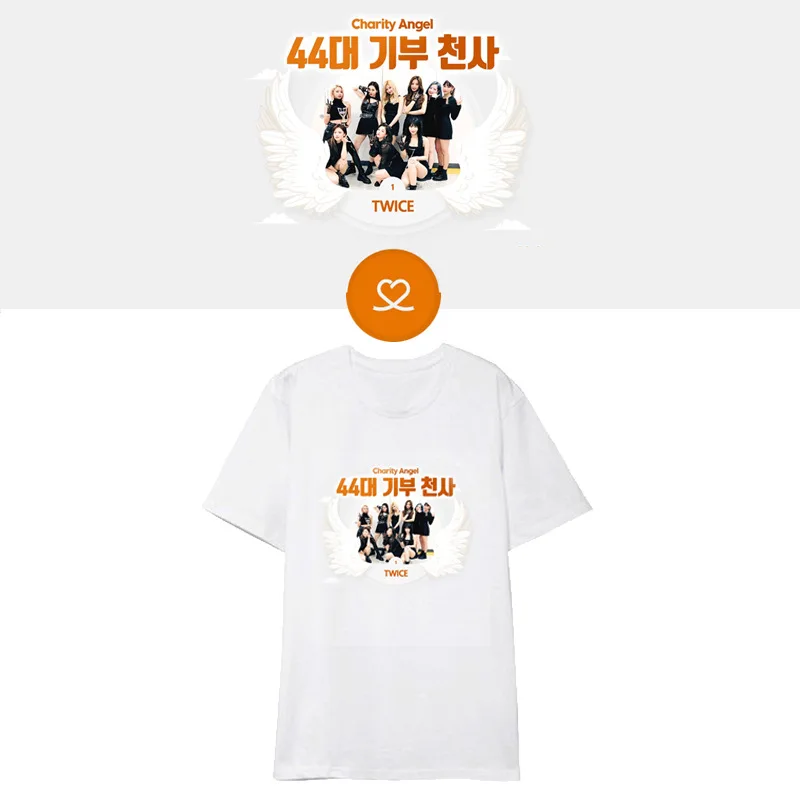 Kpop TWICE Charity Angel Album Shirts уличная свободная футболка с короткими рукавами