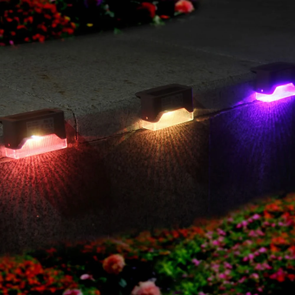 New Solar Lights Outdoor Solar Step Lights Garden Light Wall Light Garden Light Rainproof Railing Light With RGB Light Switch