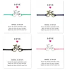 Браслет с подвеской в виде велосипеда, бронзовые украшения светильник-коричневые, синие восковые шнуры, для женщин, мужчин, девочек, мальчиков, рождественский подарок, Прямая поставка, 2021