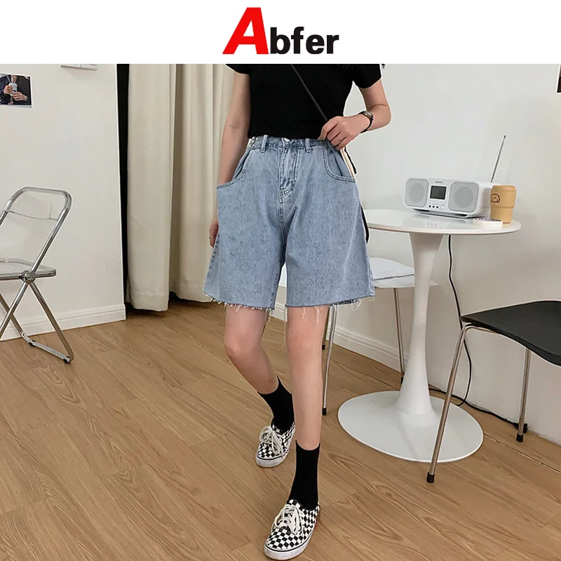 

Abfer Summer Plus Size Denim Shorts Women 2021 Korean Style Wide Leg Jeans High Waist Button Baggy Jeans Harajuku Short Pants