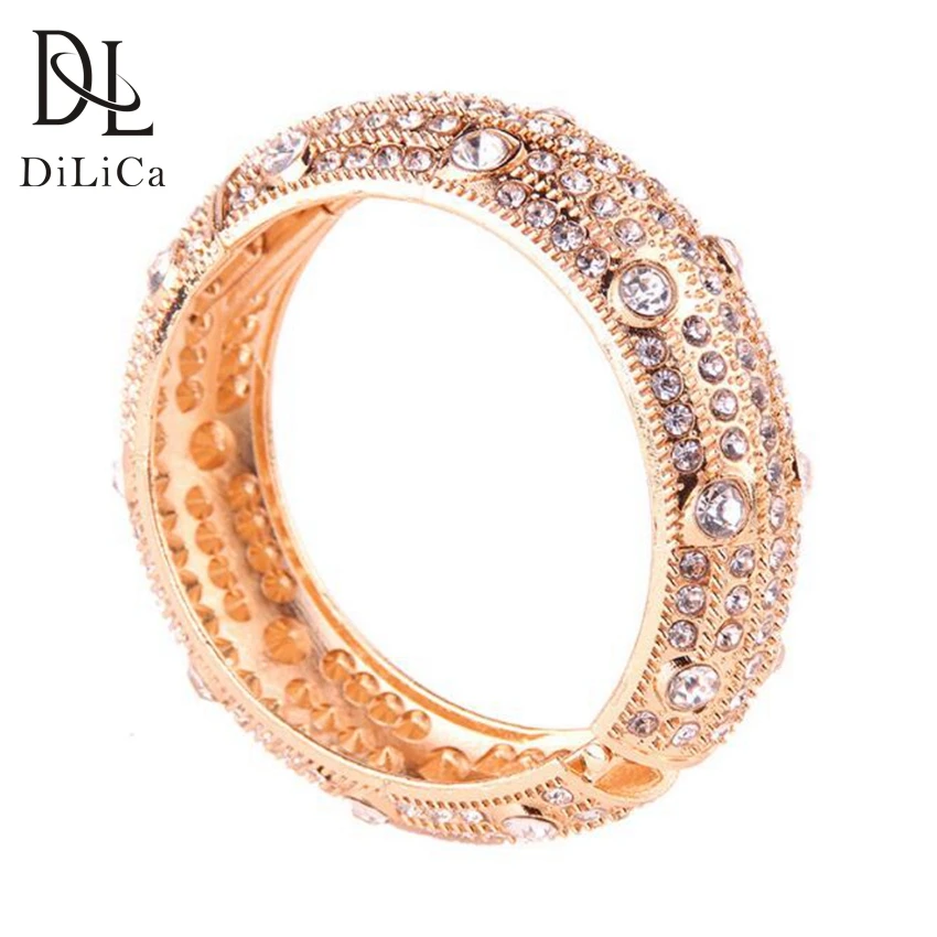 Женский браслет из сплава DiLiCa золотистого цвета стразы на запястье | Украшения и