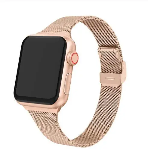 Rose gold Серебряный ремешок для Apple Watch 5 Миланский Браслет 40 мм 44 i Phone 4 Series i Watch 2 3 1 полосы 38 мм 42 ремешок из нержавеющей стали - Цвет ремешка: Rose gold