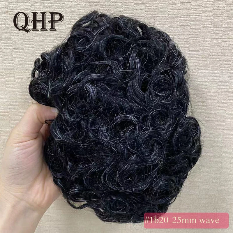 Sistema de Substituição Perucas para o Homem Toupee Durável Fino Mono Cabelo 6 Indiano Humano Peruca 130% Denstiy Qhp Men