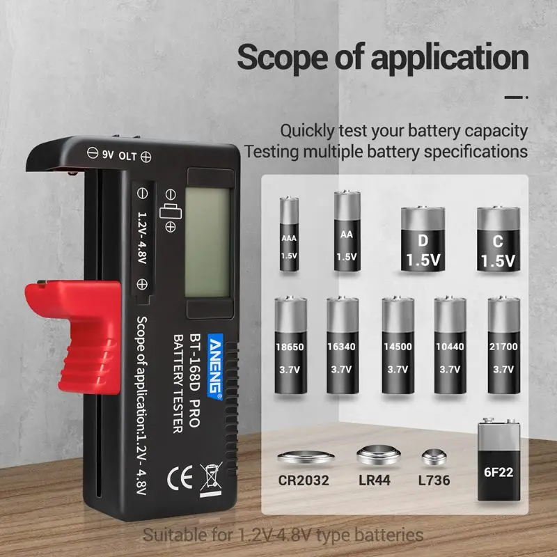 

BT168 PRO Battery Capacity Tester for 9V 3.7V 1.5V AA AAA Cell C D 18650 Battery