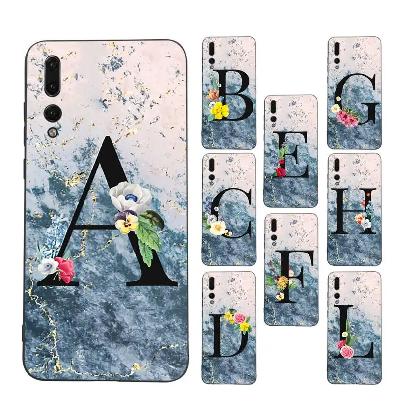 

Marble Letter A Z Crown Phone Case Soft Silicone Case For Huaweip30lite p30 20pro p40lite P30 Capa