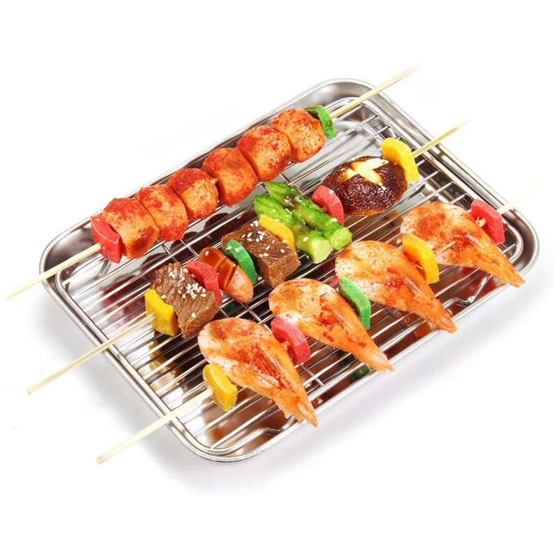 Baking Sheet and Cooling Rack Set Stainless Steel Cookie Healthy & Non Toxic Rustproof Easy Clean Dish | Дом и сад
