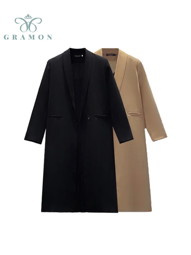 

Long Trench Coats Women 2021 Autumn Winter Clothes Oversized Long Sleeve Jacket Loose Warm Casual Single Button Overcoats Femme