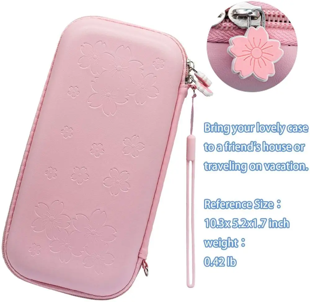 pink travel carrying case accessories kit for nintendo switch lite console stand glass screen protector sakura thumb grip caps free global shipping
