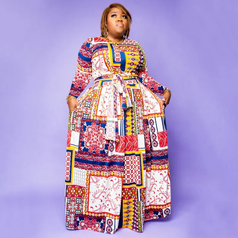 Платье в африканском стиле женское с принтом 3XL 4XL | Тематическая одежда и