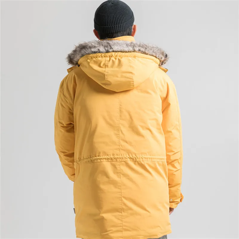Мужская Зимняя Толстая теплая свободная парка с большим меховым воротником и