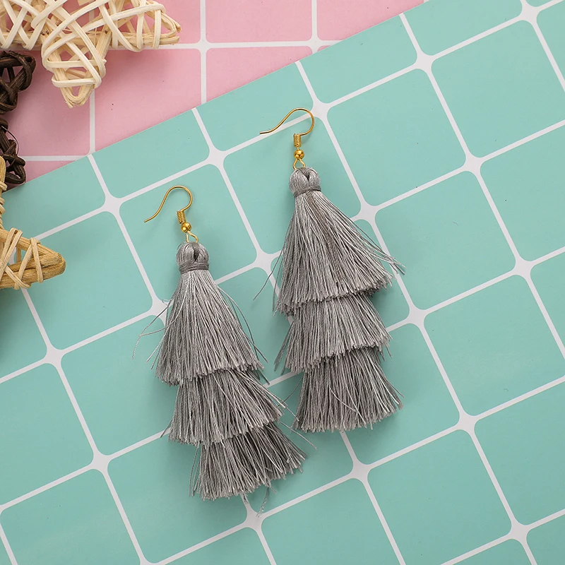 X-ROYAL 3 Слоистые богемные Роскошные массивные Серьги-кисточки Boho модные ювелирные изделия женские длинные висячие серьги