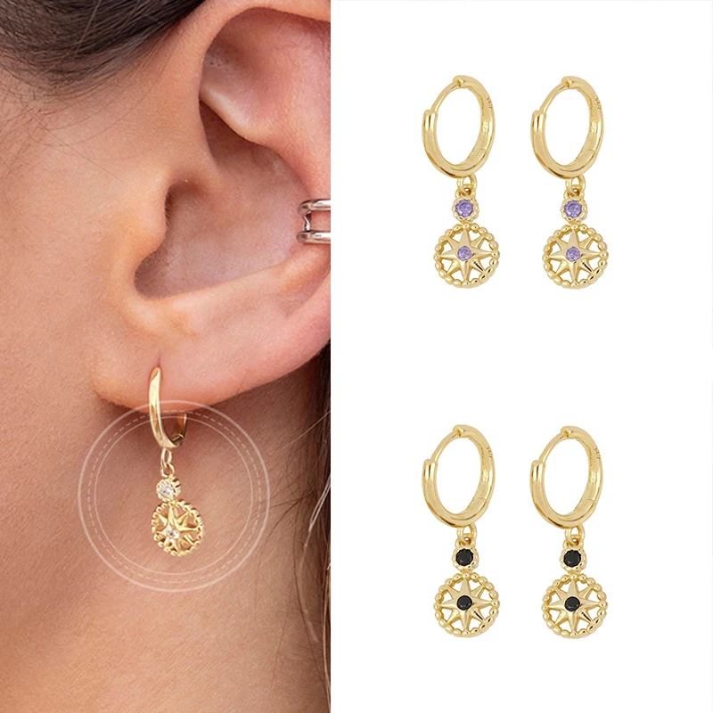

925 Sterling Silver Ear Buckle Exquisite Multi-Color Pendant Hoop Earrings Female Fashion High-Quality Jewelry Birthday Gifts