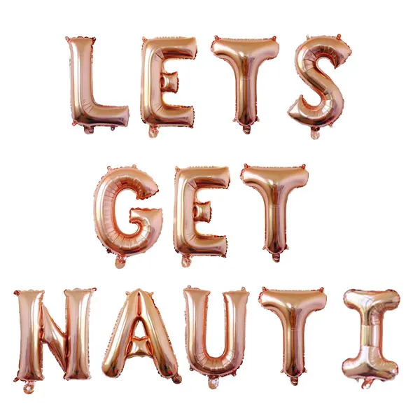 

Let's Get Nauti Banner Mylar Foil Balloon for Nautical Sailor Theme Birthday/Bachelorette Party Anchor Cruise Banner Decorations