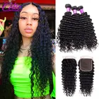 Celie волосы 5X5 закрытие с пряди бразильские вьющиеся человеческие волосы 3 пряди с 6x6 Закрытие глубокая волна пряди с закрытием