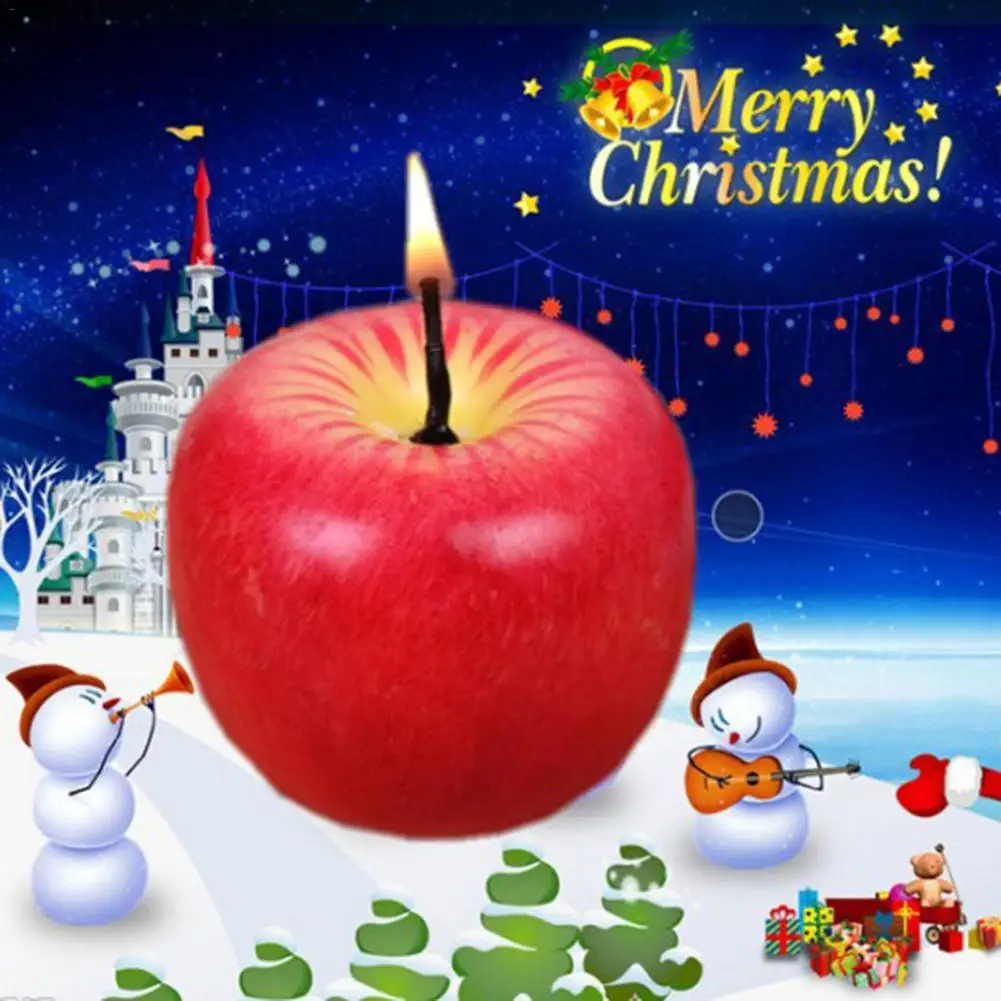Креативная Свеча в форме яблока Рождественская имитация искусственная восковая