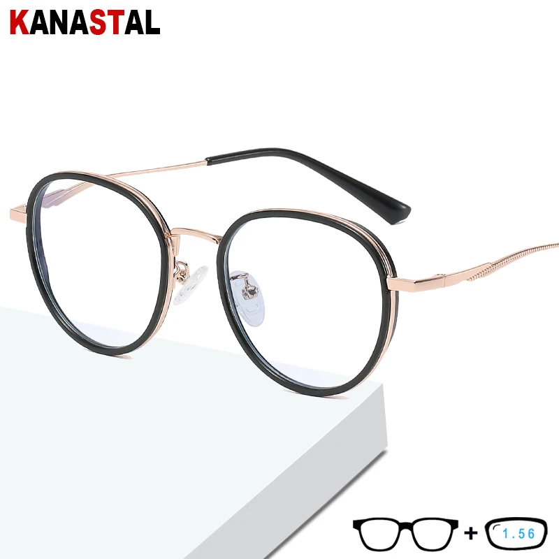 

Women Anti Blue Light Blocking Glasses Men TR Metal Oval Eyeglasses Frames Eyewear Prescription Myopia Hyperopia Glasses Retro