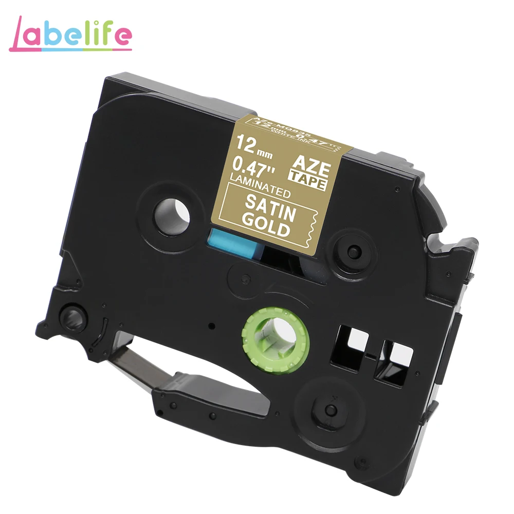 Labelife, 1 шт., 12 мм, матовые бумажные ленты TZe MQP35 TZe M31, белые, ягодно-розовые, совместимые с Brother PTouch, для изготовления этикеток, PT-D210 - Цвет: White on Satin Gold