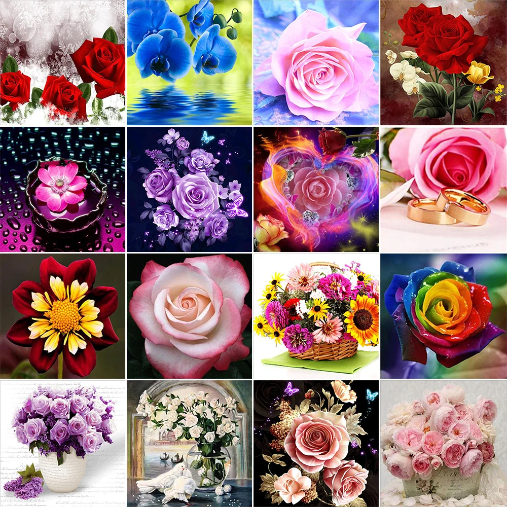 Алмазная 5D Вышивка полный набор цветы круглые стразы картины 3D живопись вышивка