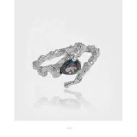 new punk shiny irregular geometry crystal rhinestone zircon lava texture twisted metal opening adjustable ring for woman jewelry