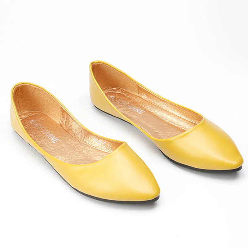 Best Selling Beyarne Zapatos Mujer 2021 New Plain Candy Color Shallow Pointed Toe Plus Size 41 Single Lady Ballerina Shoes Flats | Обувь