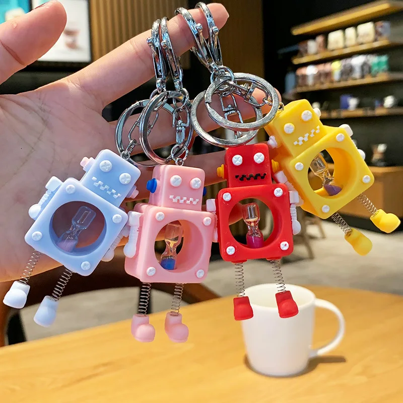 Мультяшная резиновая милая кукла брелок подвеска уникальный робот песочные часы