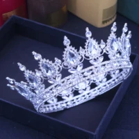 queen king wedding tiara crown bridal vintage crystal diadem womenmen hair ornaments bride rhinestone head jewelry accessories