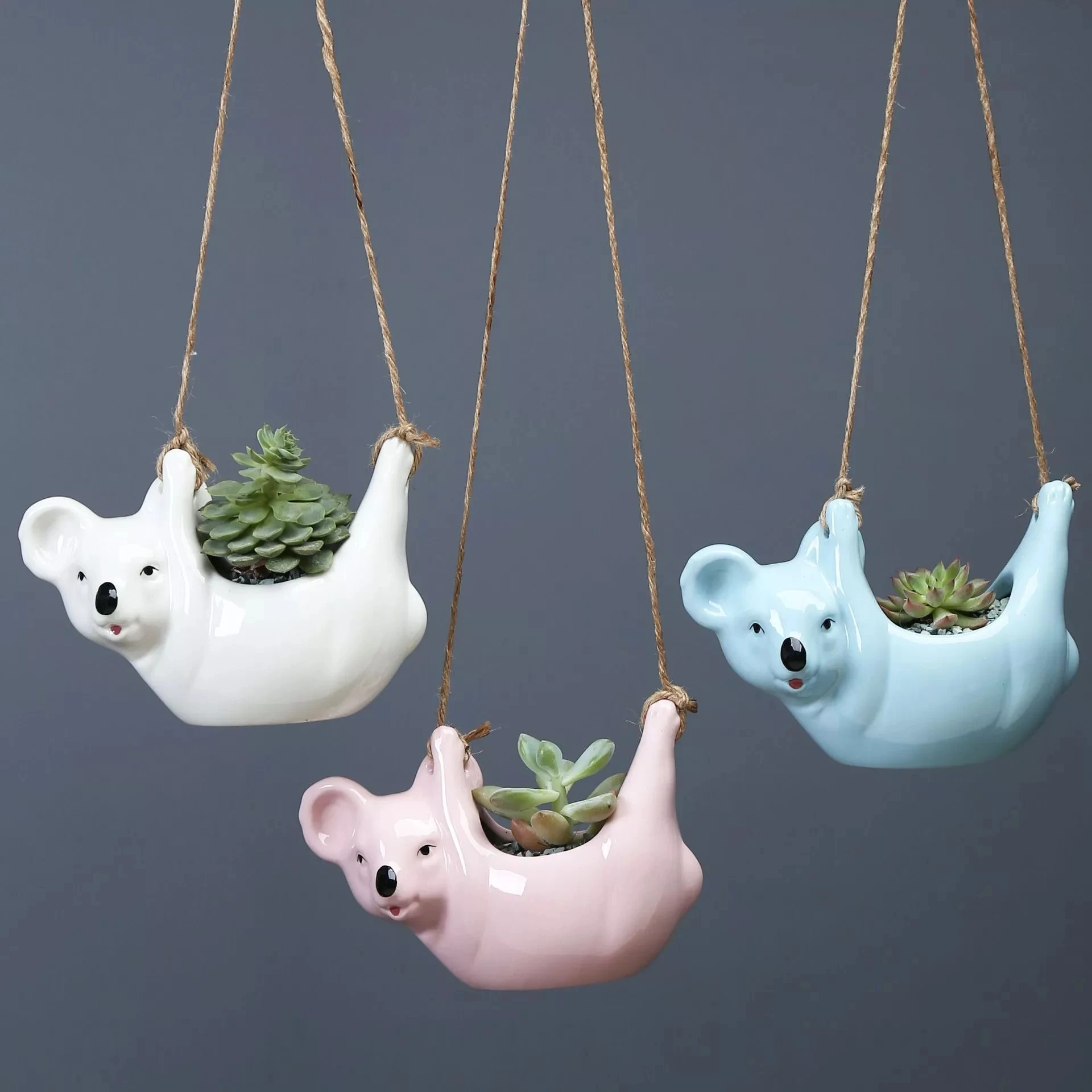 

Creative Koala Flower pot Succulents Ceramic Animal Flower Pot Home Garden Hanging Planter Personality Wall Decor Birthday Gift