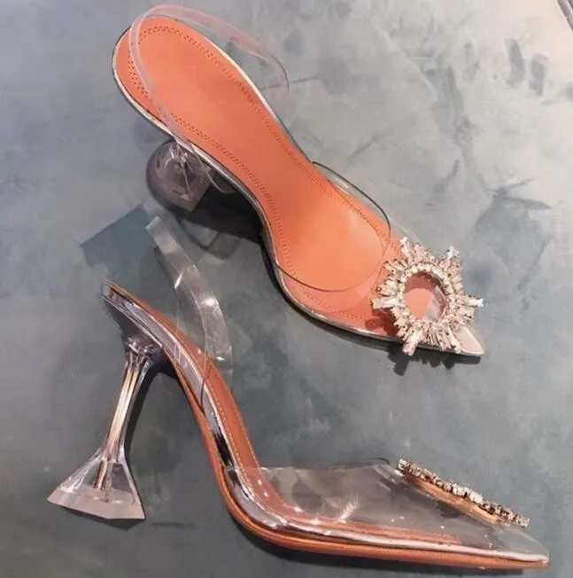 Сандалии-гладиаторы женские на высоком каблуке прозрачные босоножки из ПВХ с