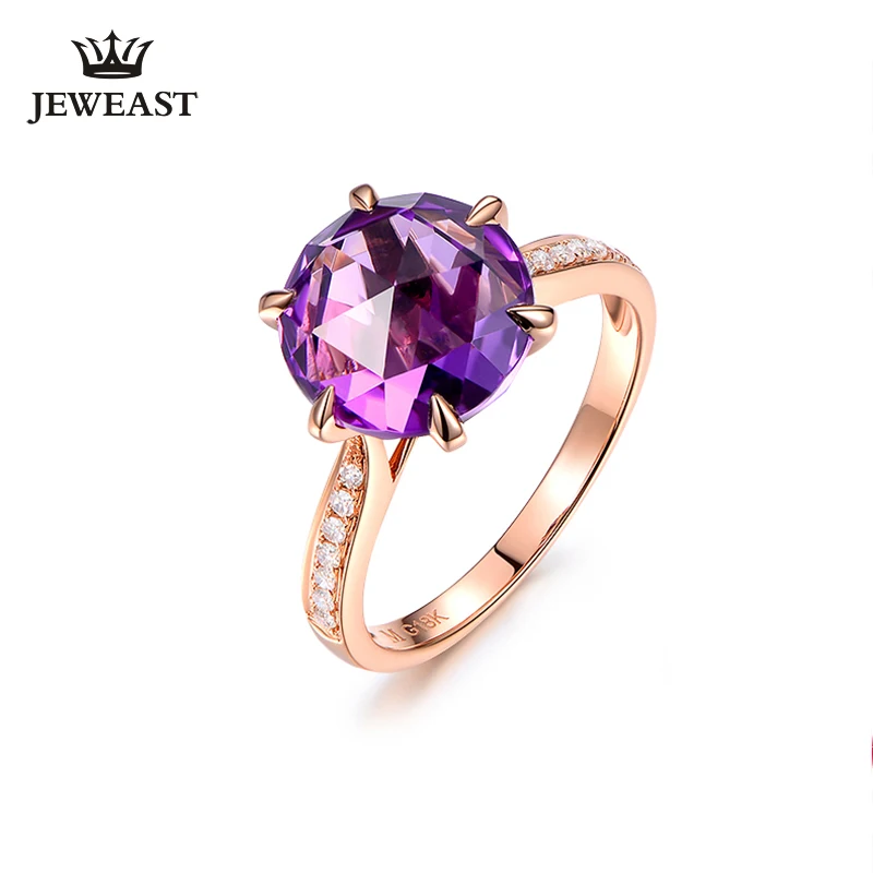 Женское кольцо из чистого золота в форме сердца с аметистом 2020 | Украшения и
