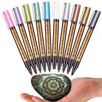 10 colors metallic marker permanent paint pen writing art acrylic markers for skating stones glass wallpaper drawing