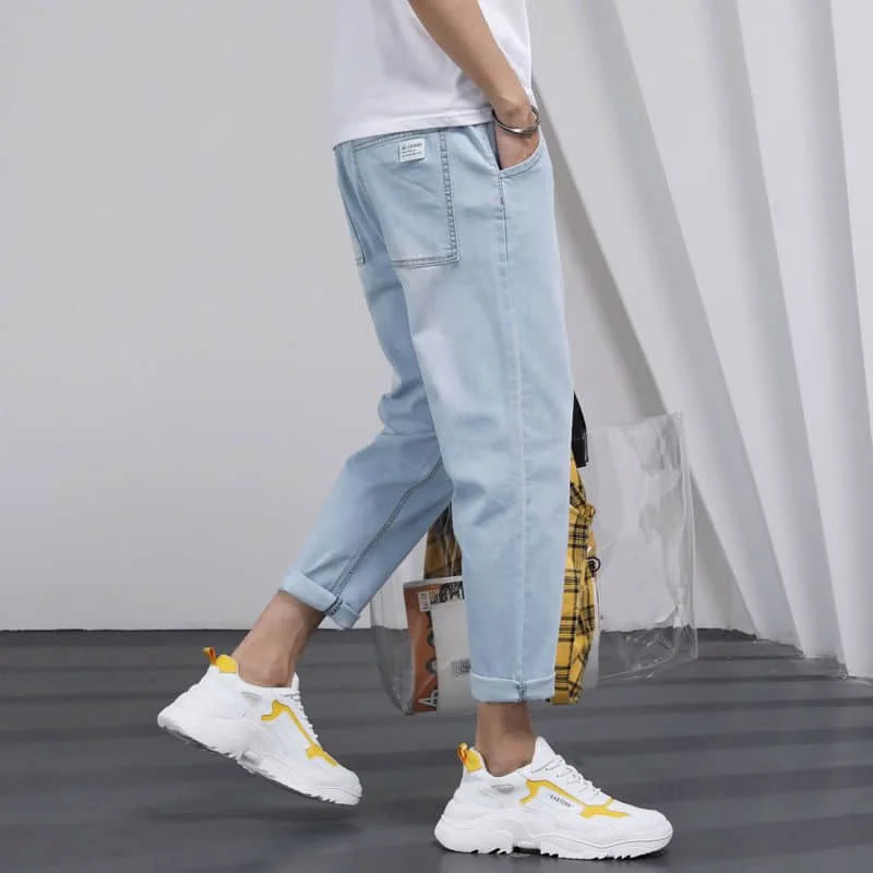 

Denim Jeans for Men Hong Kong Style Summer Pant Women Loose Straight Jean Couple Students Korean Autumn Goth Pants Men's Jean