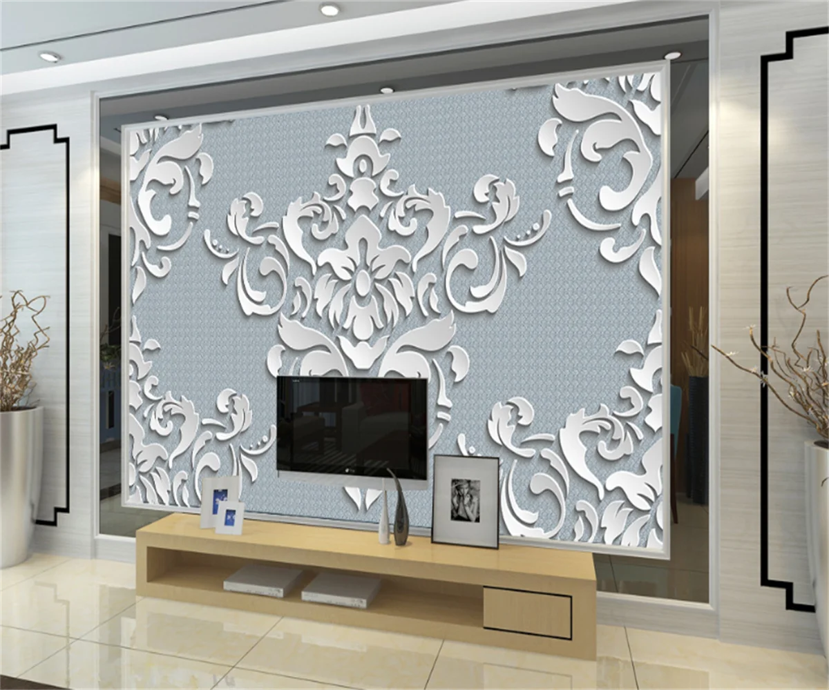 

Customize any size mural wallpaper elegant 3D European style imitation marble granite relief pattern TV background wall papel